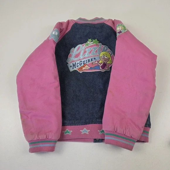 Vintage Disney Store Jacket Girls 10-12 Blue Pink Lizzie McGuire Varsity 2000s - Picture 14 of 14
